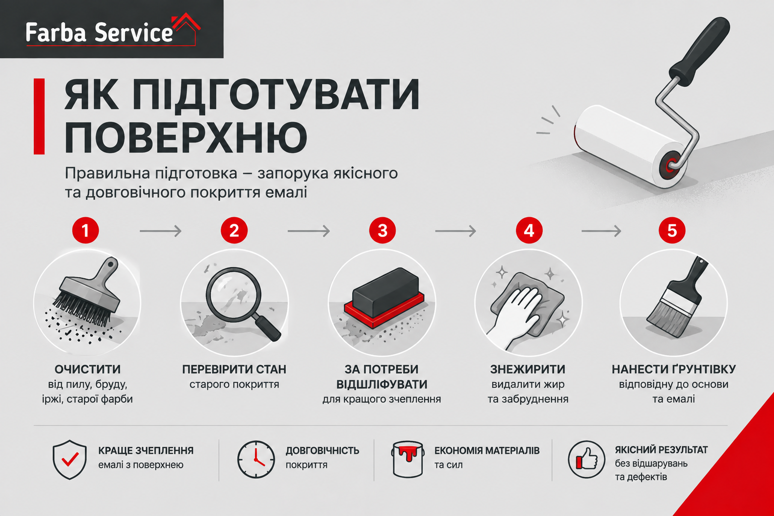 Як підхотувати поверхню перед нанесенням емалі.