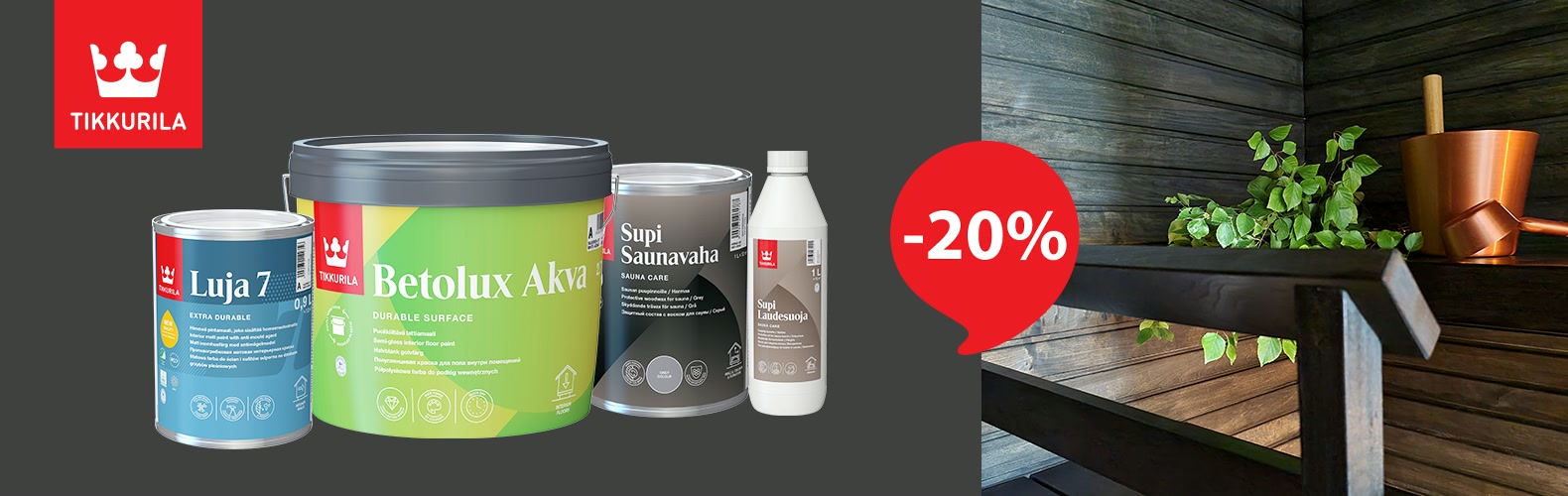 Для інтер'єру та деревини! Покриття Tikkurila зі знижкою 20%!